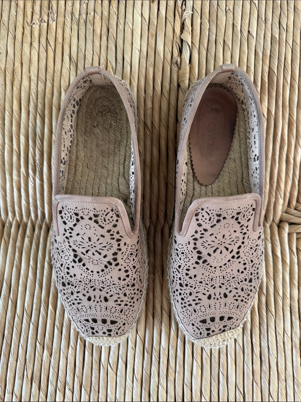 Women's Laser-Cut Slip-On Espadrilles in Taupe